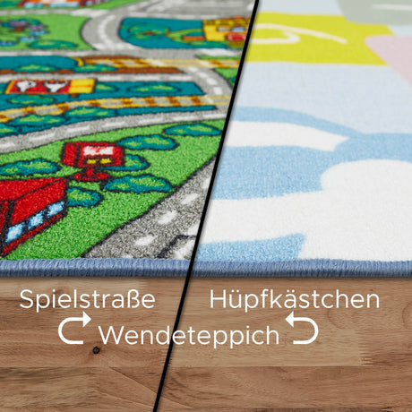 Wende-Spielteppich WENDY - Straßenteppich und Hüpfkästchen