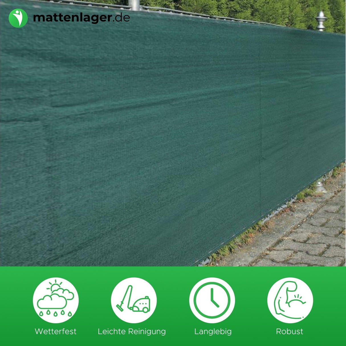 Zaunblende COURT Grün in Anwendung