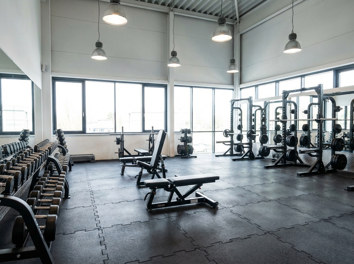 Gummimatten Fitnessstudio – stoßdämpfender Gummiboden für Gym und Home Gym | mattenlager.de