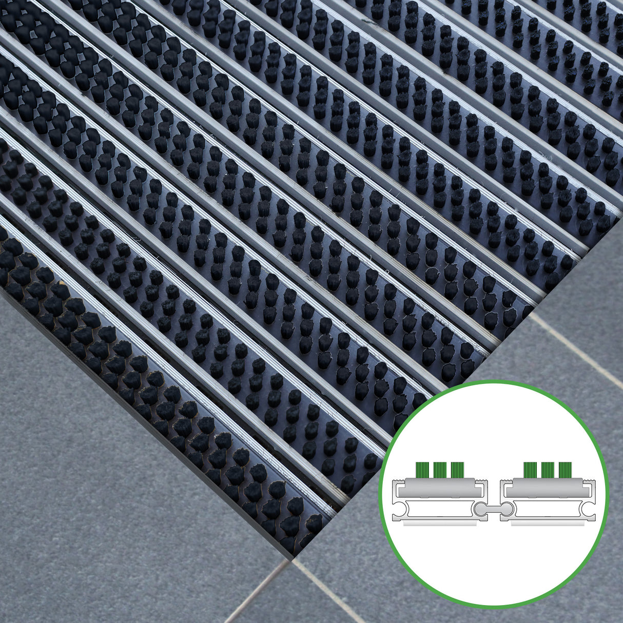 Eingangsmatte ALUFLOW mit Bürsten-Einsatz | Schwarz