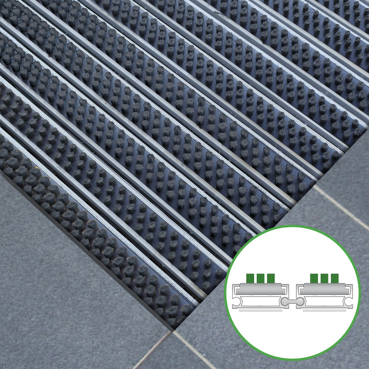 Eingangsmatte ALUFLOW - Bürsten-Einsatz für Außenbereich - 3 Stärken - Zone 1