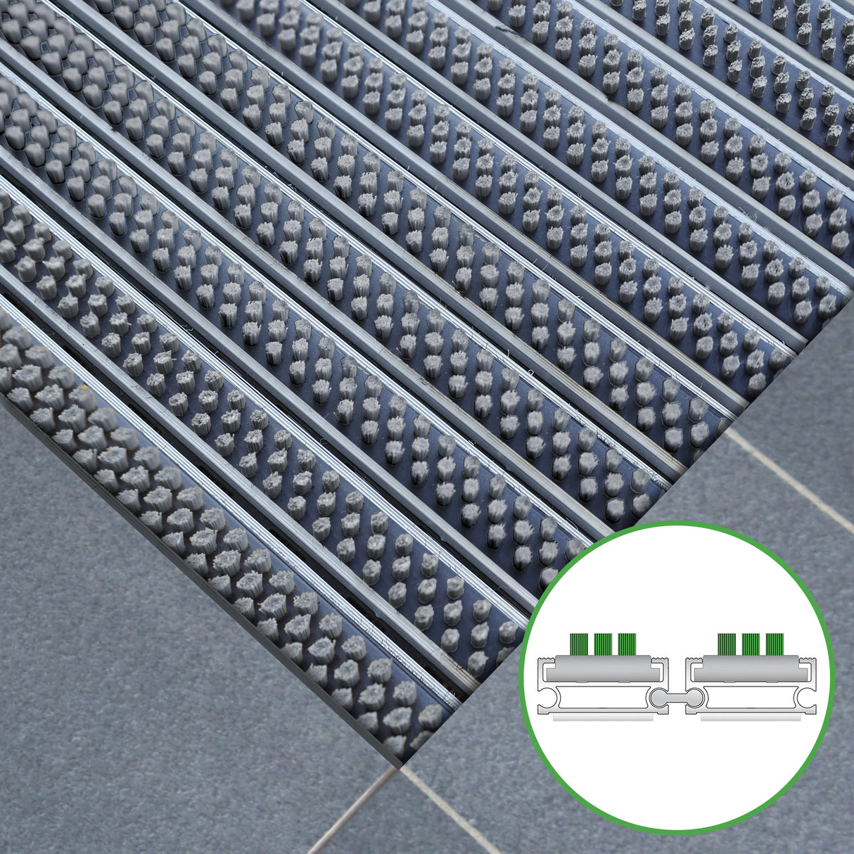 Eingangsmatte ALUFLOW - Bürsten-Einsatz für Außenbereich - 3 Stärken - Zone 1