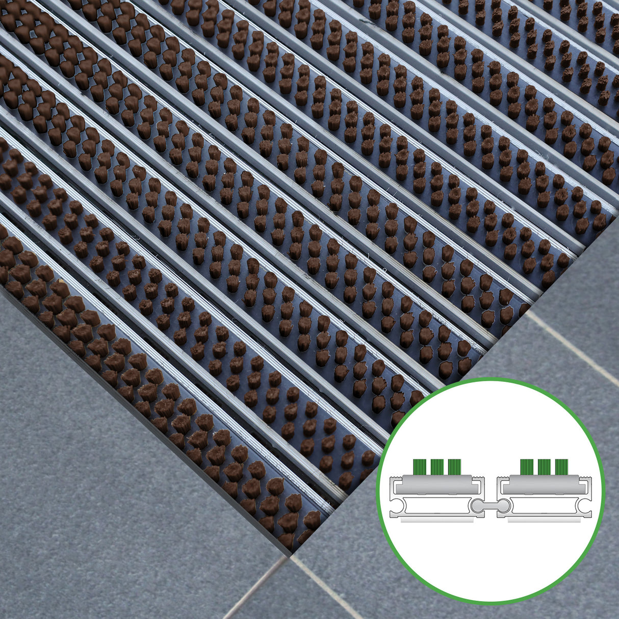 Eingangsmatte ALUFLOW - Bürsten-Einsatz für Außenbereich - 3 Stärken - Zone 1