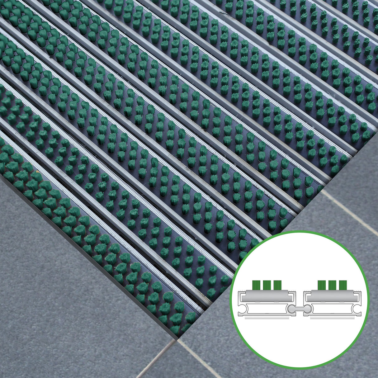 Eingangsmatte ALUFLOW - Bürsten-Einsatz für Außenbereich - 3 Stärken - Zone 1