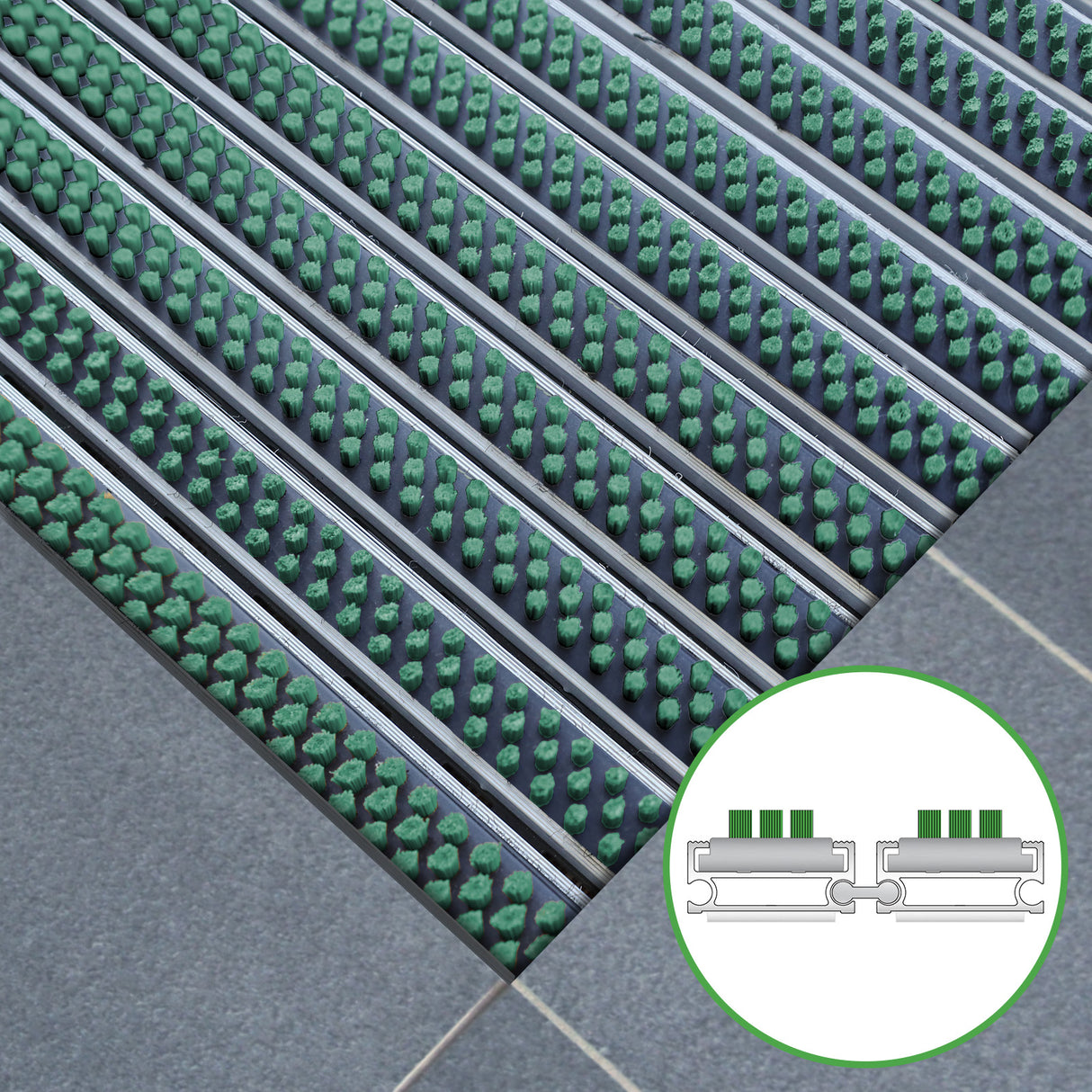 Eingangsmatte ALUFLOW - Bürsten-Einsatz für Außenbereich - 3 Stärken - Zone 1