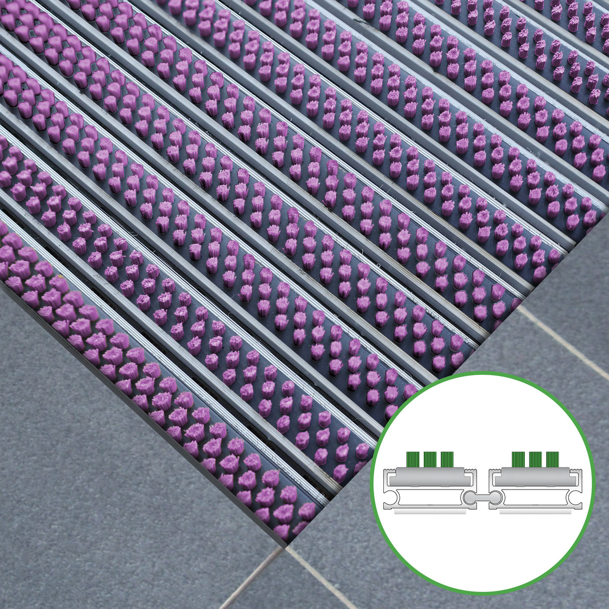 Eingangsmatte ALUFLOW - Bürsten-Einsatz für Außenbereich - 3 Stärken - Zone 1