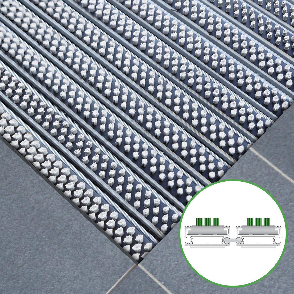 Eingangsmatte ALUFLOW - Bürsten-Einsatz für Außenbereich - 3 Stärken - Zone 1