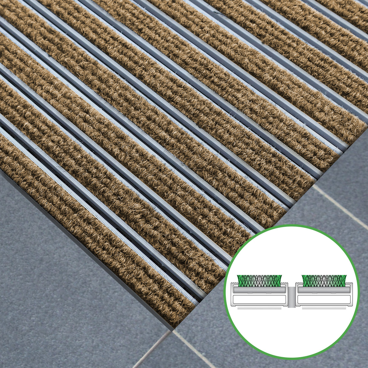 Eingangsmatte ALUFLOW mit Nadelfilz-Einsatz | Beige