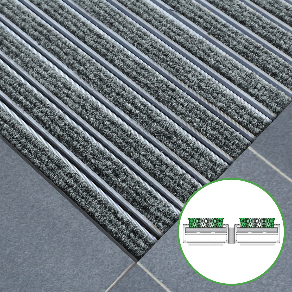 Eingangsmatte ALUFLOW mit Nadelfilz-Einsatz | Grau