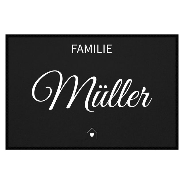 personalisierte Fußmatte Family House - Schwarz