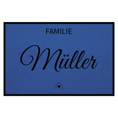 personalisierte Fußmatte Family House - Blau
