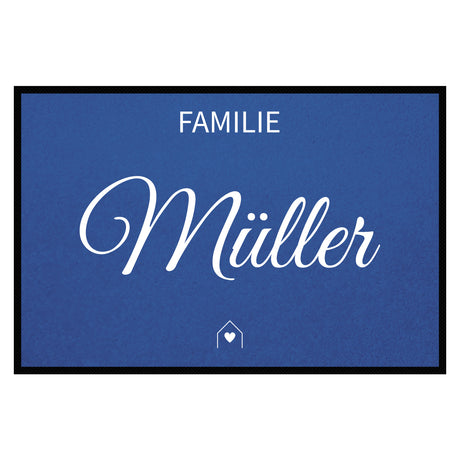 personalisierte Fußmatte Family House - Blau