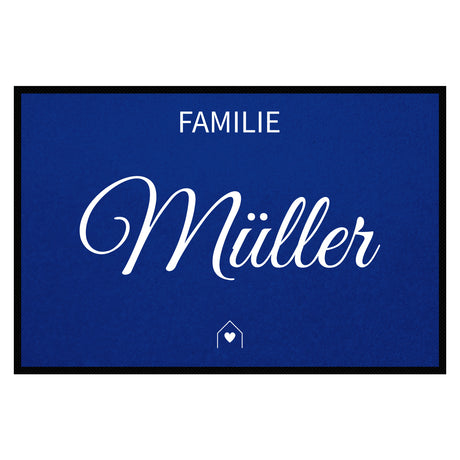 personalisierte Fußmatte Family House - Blau