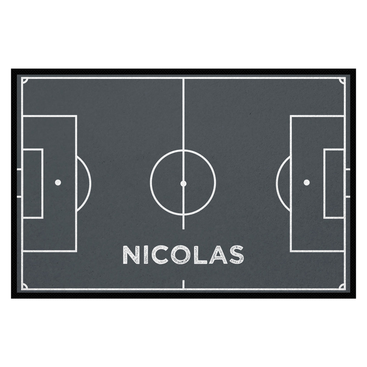 Fußmatte SPORT STYLE - Design "Fußballfeld mit Name" - personalisierbar | Dunkelgrau/Weiß