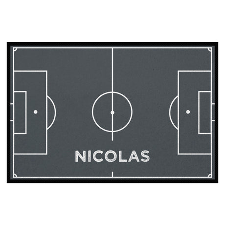 Fußmatte SPORT STYLE - Design "Fußballfeld mit Name" - personalisierbar | Dunkelgrau/Weiß
