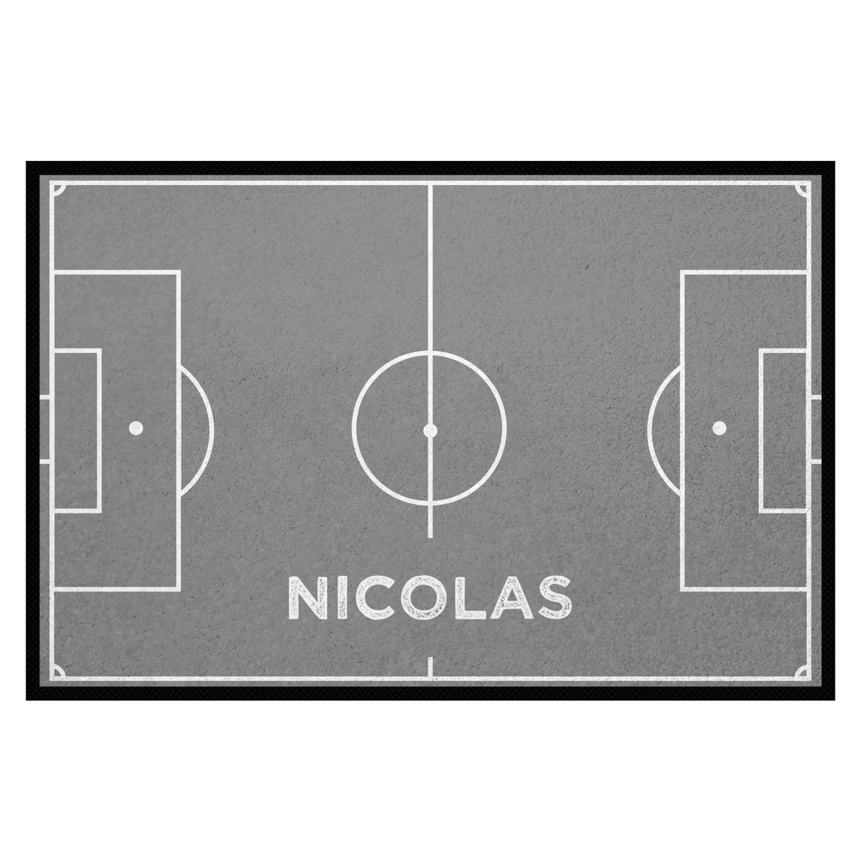 Fußmatte SPORT STYLE - Design "Fußballfeld mit Name" - personalisierbar | Mittelgrau/Weiß