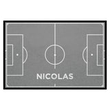 Fußmatte SPORT STYLE - Design "Fußballfeld mit Name" - personalisierbar | Mittelgrau/Weiß