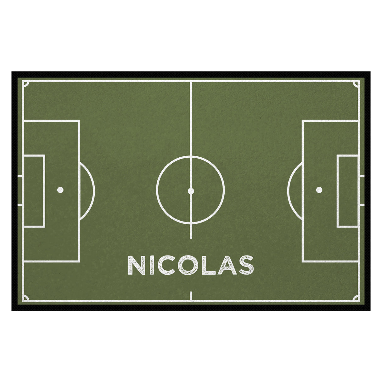 Fußmatte SPORT STYLE - Design "Fußballfeld mit Name" - personalisierbar | Oliv/Weiß