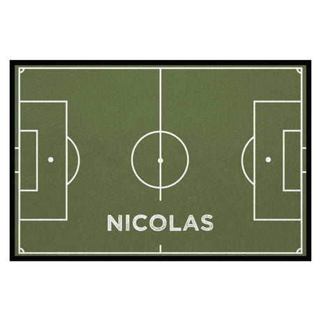 Fußmatte SPORT STYLE - Design "Fußballfeld mit Name" - personalisierbar | Oliv/Weiß