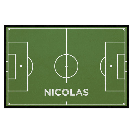 Fußmatte SPORT STYLE - Design "Fußballfeld mit Name" - personalisierbar | Kiwi/Weiß
