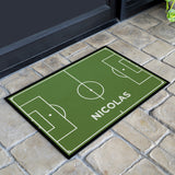 Fußmatte SPORT STYLE - Design "Fußballfeld mit Name" - personalisierbar | Kiwi/Weiß