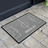 Fußmatte SPORT STYLE - Design "Fußballfeld mit Name" - personalisierbar | Mittelgrau/Weiß