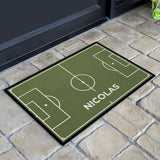 Fußmatte SPORT STYLE - Design "Fußballfeld mit Name" - personalisierbar | Oliv/Weiß