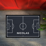Fußmatte SPORT STYLE - Design "Fußballfeld mit Name" - personalisierbar | Anthrazit/Weiß