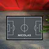 Fußmatte SPORT STYLE - Design "Fußballfeld mit Name" - personalisierbar | Dunkelgrau/Weiß