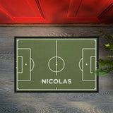 Fußmatte SPORT STYLE - Design "Fußballfeld mit Name" - personalisierbar | Oliv/Weiß