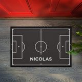 Fußmatte SPORT STYLE - Design "Fußballfeld mit Name" - personalisierbar | Schiefer/Weiß