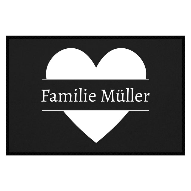 personalisierte Fußmatte Family Heart - Schwarz