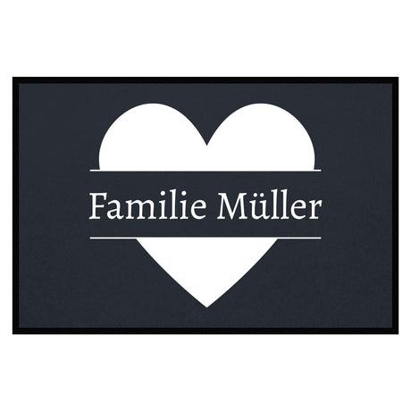 personalisierte Fußmatte Family Heart - Anthrazit