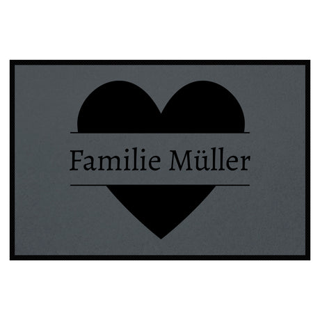 personalisierte Fußmatte Family Heart - Grau