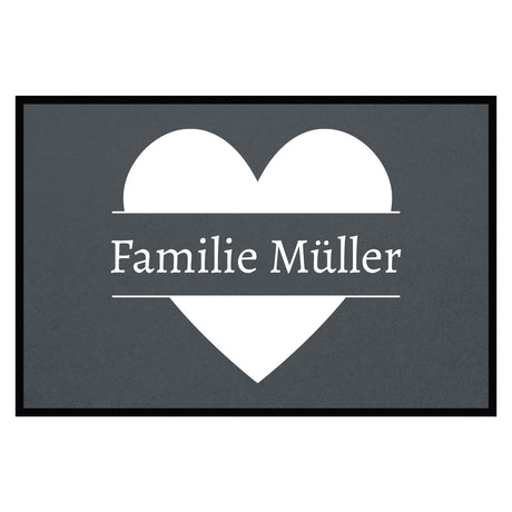 personalisierte Fußmatte Family Heart - Grau