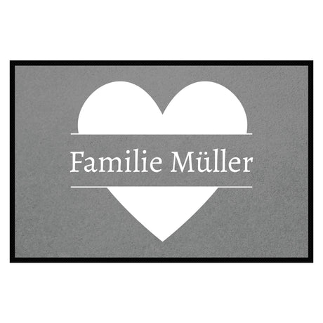personalisierte Fußmatte Family Heart - Grau