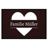 personalisierte Fußmatte Family Heart - Braun
