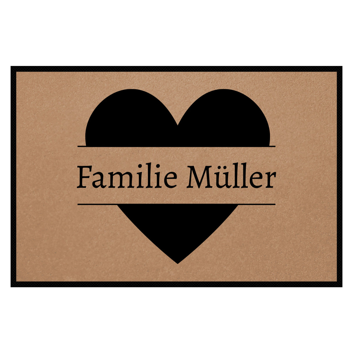 personalisierte Fußmatte Family Heart - Mocca