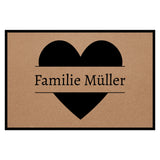 personalisierte Fußmatte Family Heart - Mocca