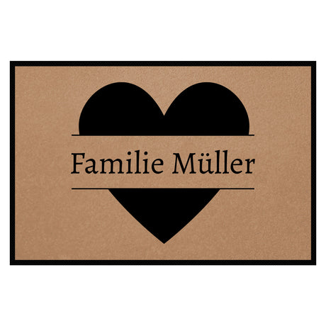 personalisierte Fußmatte Family Heart - Mocca