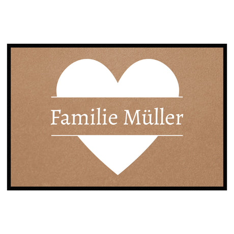 personalisierte Fußmatte Family Heart - Mocca
