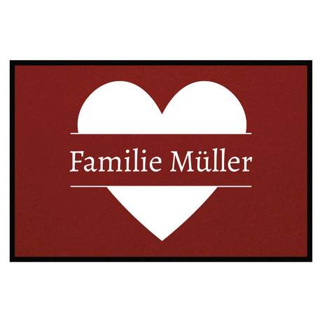 personalisierte Fußmatte Family Heart - Rot