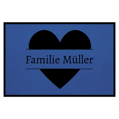 personalisierte Fußmatte Family Heart - Blau