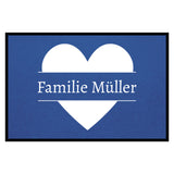 personalisierte Fußmatte Family Heart - Blau