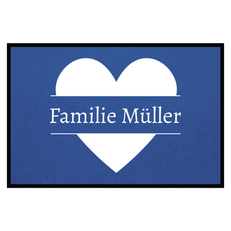 personalisierte Fußmatte Family Heart - Blau