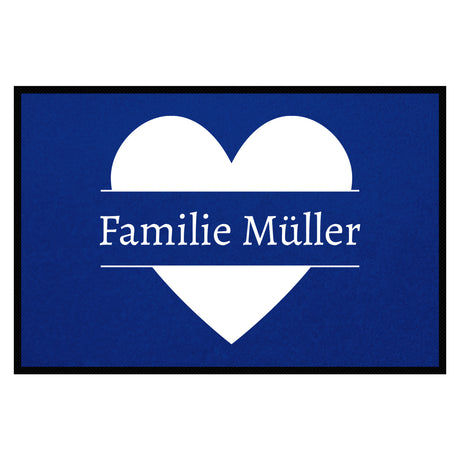 personalisierte Fußmatte Family Heart - Blau