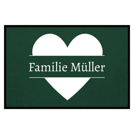personalisierte Fußmatte Family Heart - Grün