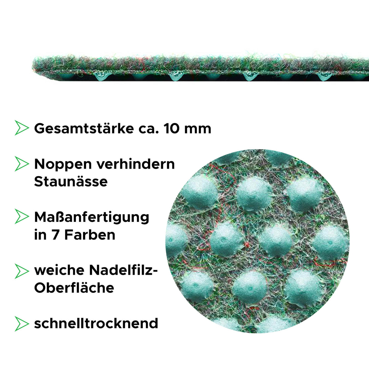 Balkonteppich mit Noppen | Dunkelgrün