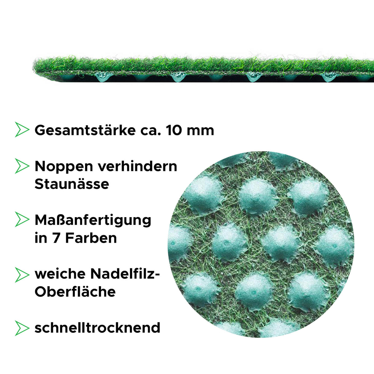 Balkonteppich mit Noppen | Hellgrün