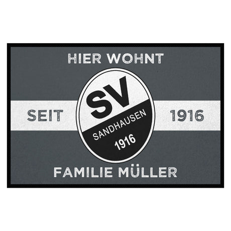 Design Fußmatten für echte SVS-Fans: Hier wohnt Familie XY | Dunkelgrau/Weiß